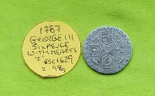 1787 Silver SIXPENCE Coin GEORGE III (1760 - 1820) 2.98 grams ESC1629 (hearts)