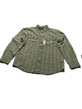 Carhartt Loose Fit Midweight Chambray Long-Sleeve Plaid Shirt- Green-M