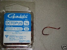 GAMAKATSU OCTOPUS RED FISHING HOOKS 100 PK SIZE 1/0 STOCK #02311-100 RED
