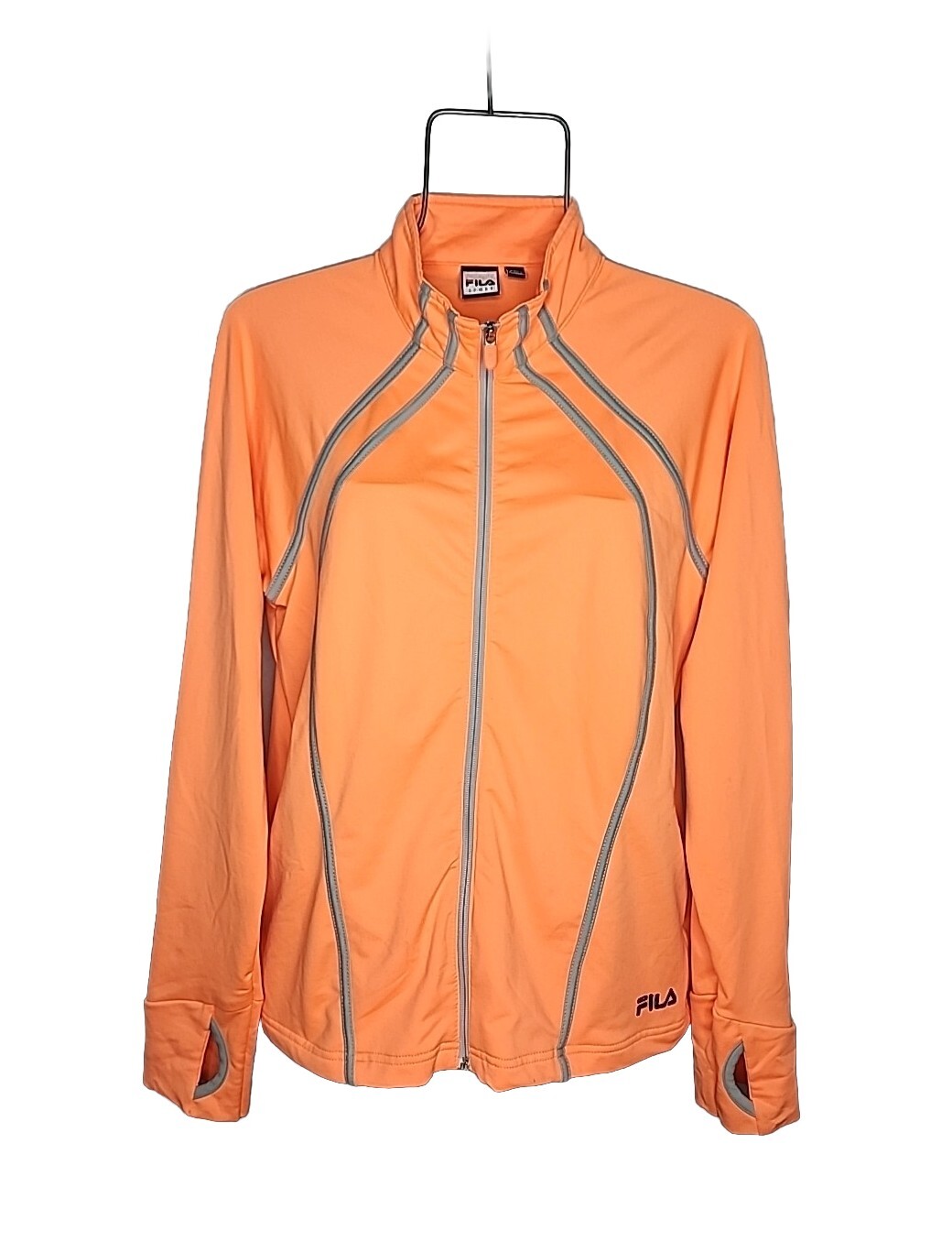 Giacca Atletica Fila Sport Donna Arancione Brillante Cerniera Intera Pollice Fori L