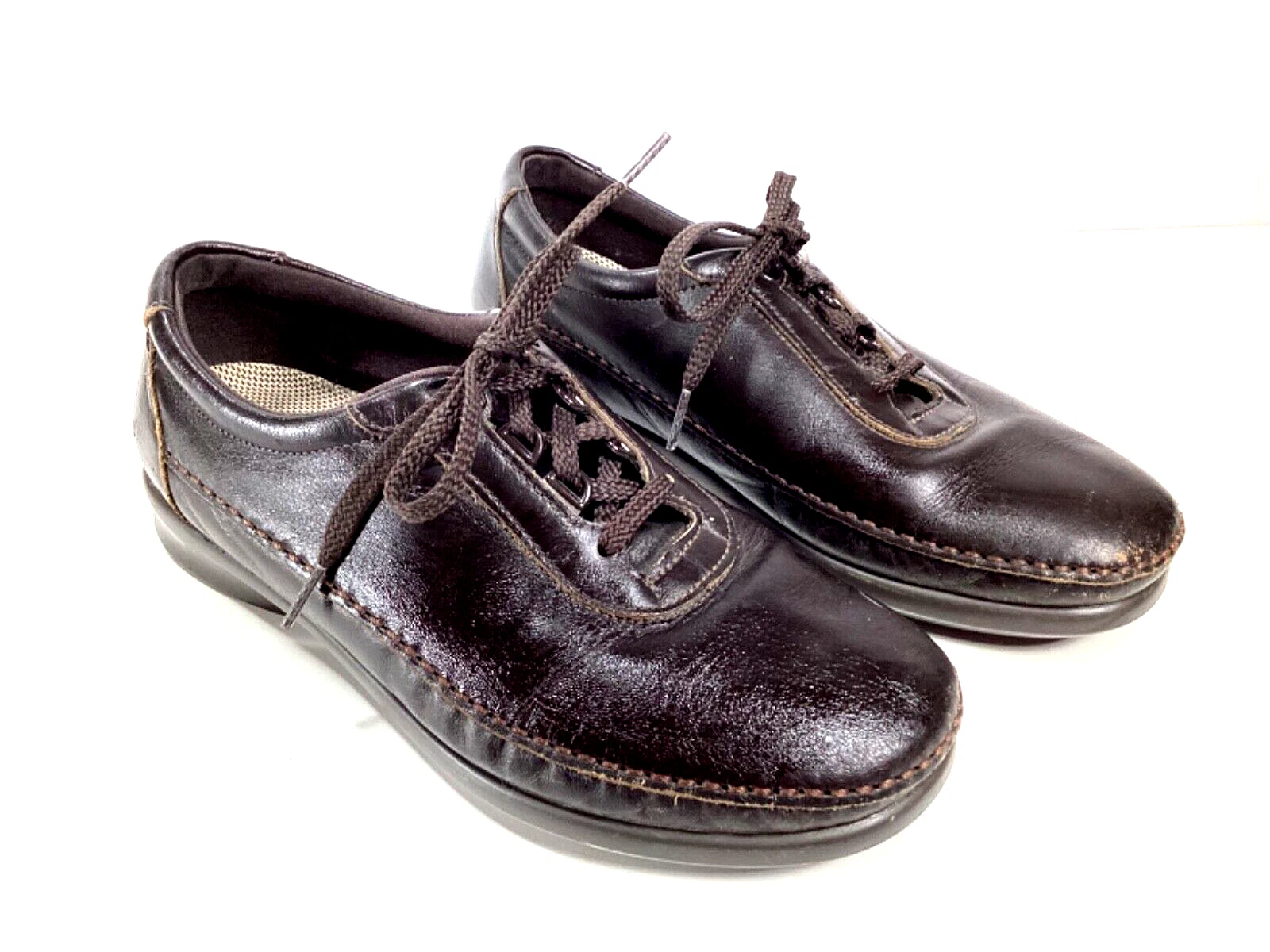 SAS Traveler Walking Shoes Sneakers Women's Size 7.5 Brown Leather Lace Up