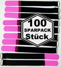 100 x Cable Hook and Loop 16cm x 16mm Neon Pink Hook and Loop Hook and Loop Cable Ties Tape