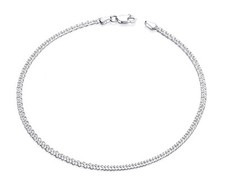 925 Sterling Silver 10.5 inch Ankle Bracelet Anklet - Double Curb