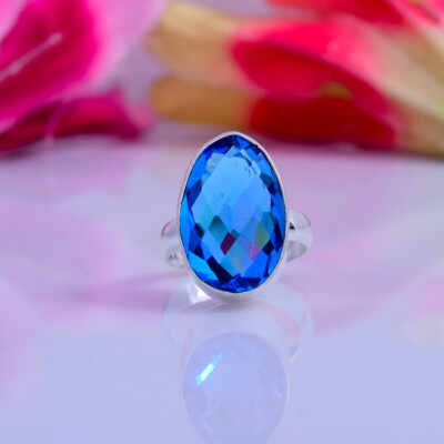 Attractive London Blue Topaz Gemstone 925 Sterling Silver Handmade Ring ...