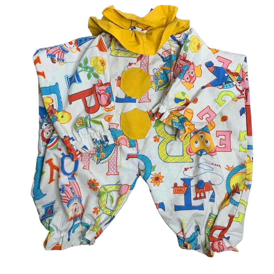 Vintage 70s Handmade Childs Clown Costume 6 Raggedy Ann Elastic Ruffle - Image 2 of 4