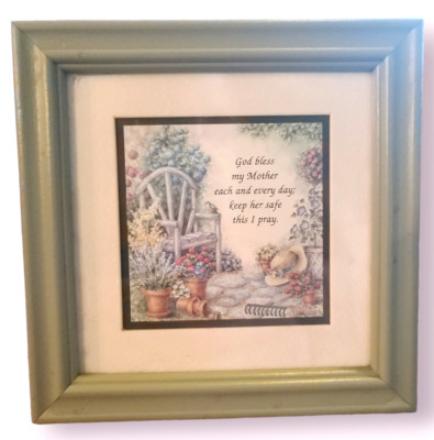 Framed Vintage Mother's Flower Garden Kathy Seek God Bless Mother 4''