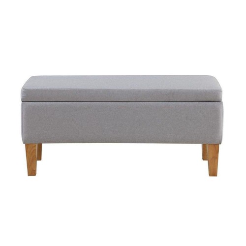 Boraam Dining Bench 19"Hx42"Wx16"D Ottoman Soft Builtin Storage Upholstered Gray - Picture 2 of 6