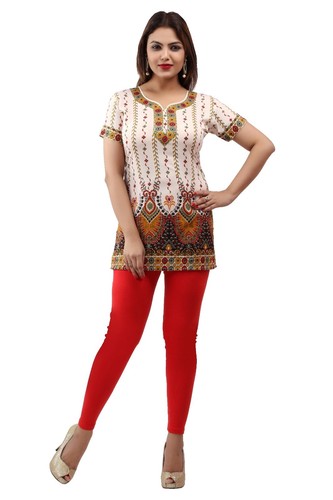 Women's Readymade Ethnic Printed Crepe Silk Kurti Tunic Long Top Shirt UK 30 Inc - Picture 2 of 6