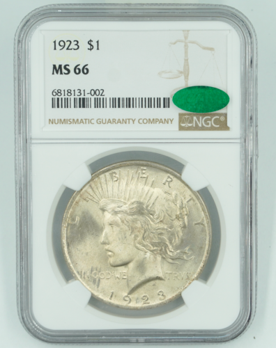 1923 NGC & CAC MS66 Peace Silver Dollar - Picture 1 of 2