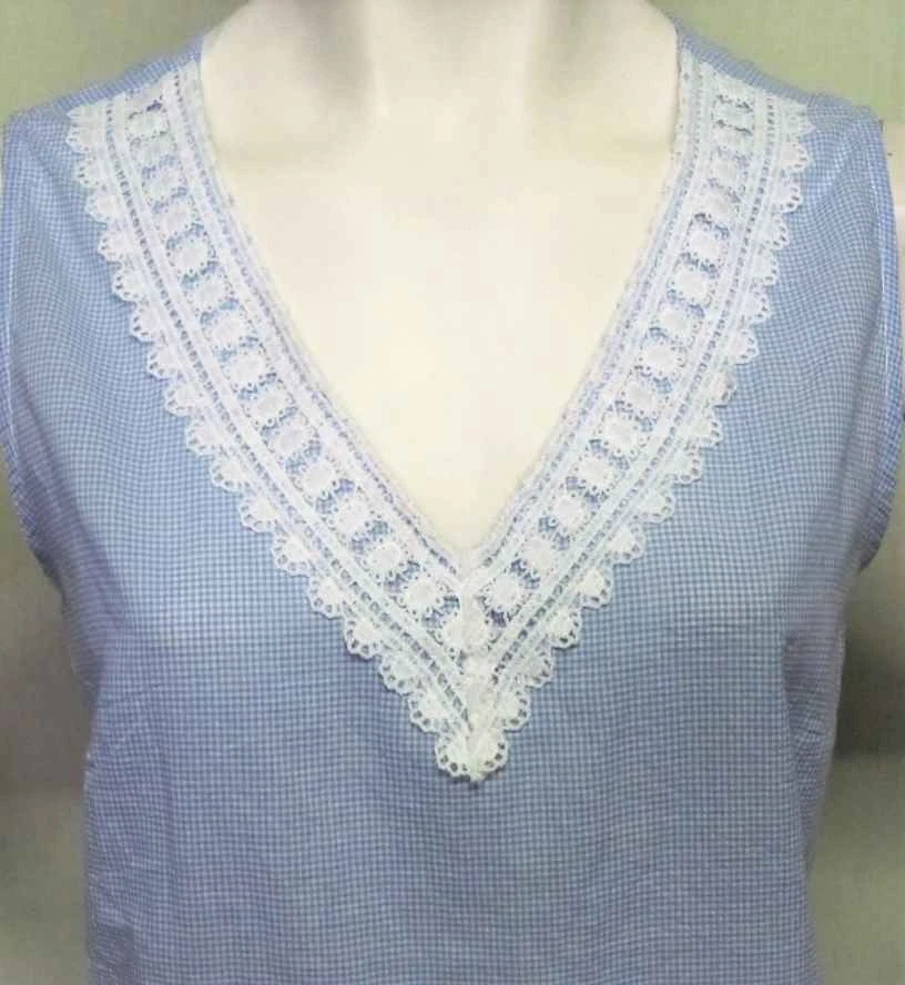 Tunika Blusen Top Gingham kariert Ultra Mini-Kleid, Longshirt Schößchen,Gr.42XL - Bild 4 von 4