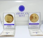 American Mint Gold Double Eagle & Indian Head Half Eagle Copper Proof Coin COA