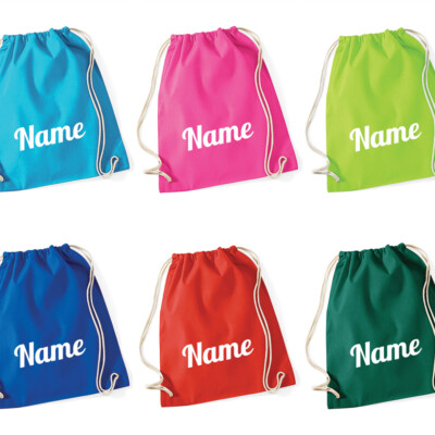 Turnbeutel Baumwolle Gymbag Kids mit Aufdruck Wunschname Beutel
