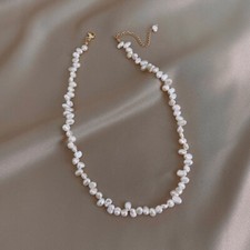 Pearl Necklace Chocker Beautiful Irregular Shaped Light Weight Daninty for Women