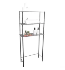 Home Basics Bathroom Organizer Over The Toilet Storage 3-Tier Glass Shelves