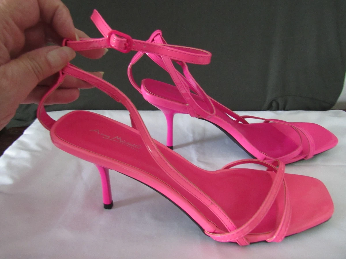 ANNE MICHELLE BARBIE PINK STRAPPY HIGH HEEL ANKLE STRAP SHOES SIZE