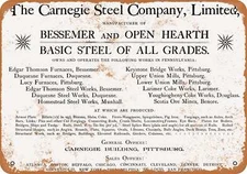 METAL SIGN - 1896 Carnegie Steel Company - Vintage Look Reproduction