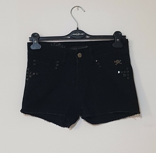 Short jeans neri con borchie CRIMINAL DAMAGE, pantaloncini corti donna,  taglia26 | eBay