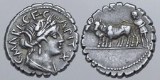 Roman Republic C. Marius C. f. Capito AR Serrate Denarius. Rome, 81 BC.