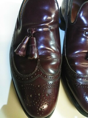Allen Edmonds Berwick Mens 9 1/2 Brogue Wing Tip Loafers Burgundy