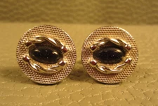 Vintage Braided Blue Stone White Gold Plated (Silver Tone) Cuff Links 