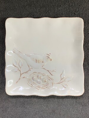 Maxcera Corp Cera Blanca Bird Square Salad Plate 8884797 8 1/4''