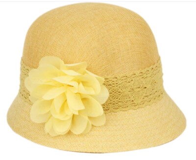 Linen Cloche Hat with Lace Band and Flower, Adjustable Fit, Summer Sun Hat EPOCH Women main image 4