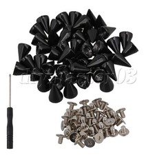 50pcs Punk Rivet Metal Studs Cone Spikes Rivet Screw Leathercraft DIY Black