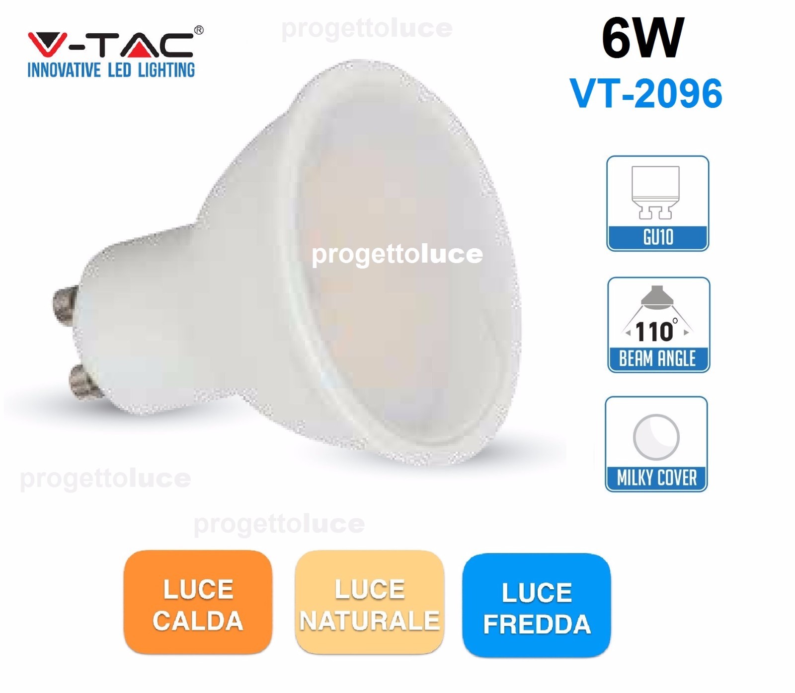 Lampadina LED GU10 6W V-TAC VT-2096 Spotlight: Affidabilità SKU 7310-7312