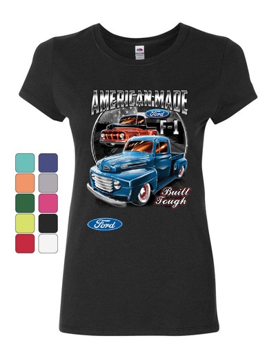 Ford Pickup Trucks F1 Damen T-Shirt American Made Hot Rod Built Tough Shirt - Bild 1 von 8