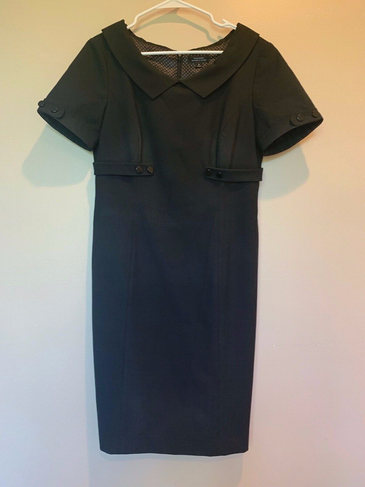 Tahari Arthur S. Levine Black Collared SZ NEW 8 Dress sale Buckle