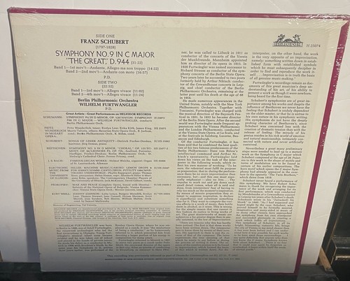sealed FURTWANGLER Berlin Phil. Schubert Symphony #9 in C major The Great H25074 - Picture 2 of 2