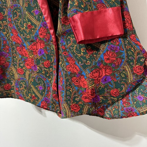 Victoria's Secret Gold Label Robe Satin Floral Paisley Sz S Double Breasted Vtg - Picture 10 of 12