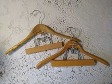 2 Wood Clothes Hanger Suit Pant Clamp Nevco Esquire West Germany Trouser Clamp