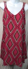 Nwt Aeropostale tank Slip dress M red/aqua rayon Strappy Hippie Festival Boho
