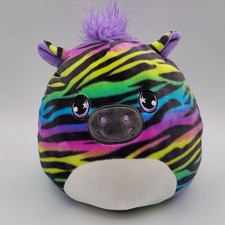 Squishmallows Rainbow Striped Zebra Plush 8" Stuffed Animal Toy Purple Hair