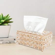 Rhinestone Tissue Box Cover Crystal Napkin Holder Case for Hotel Car Living Room