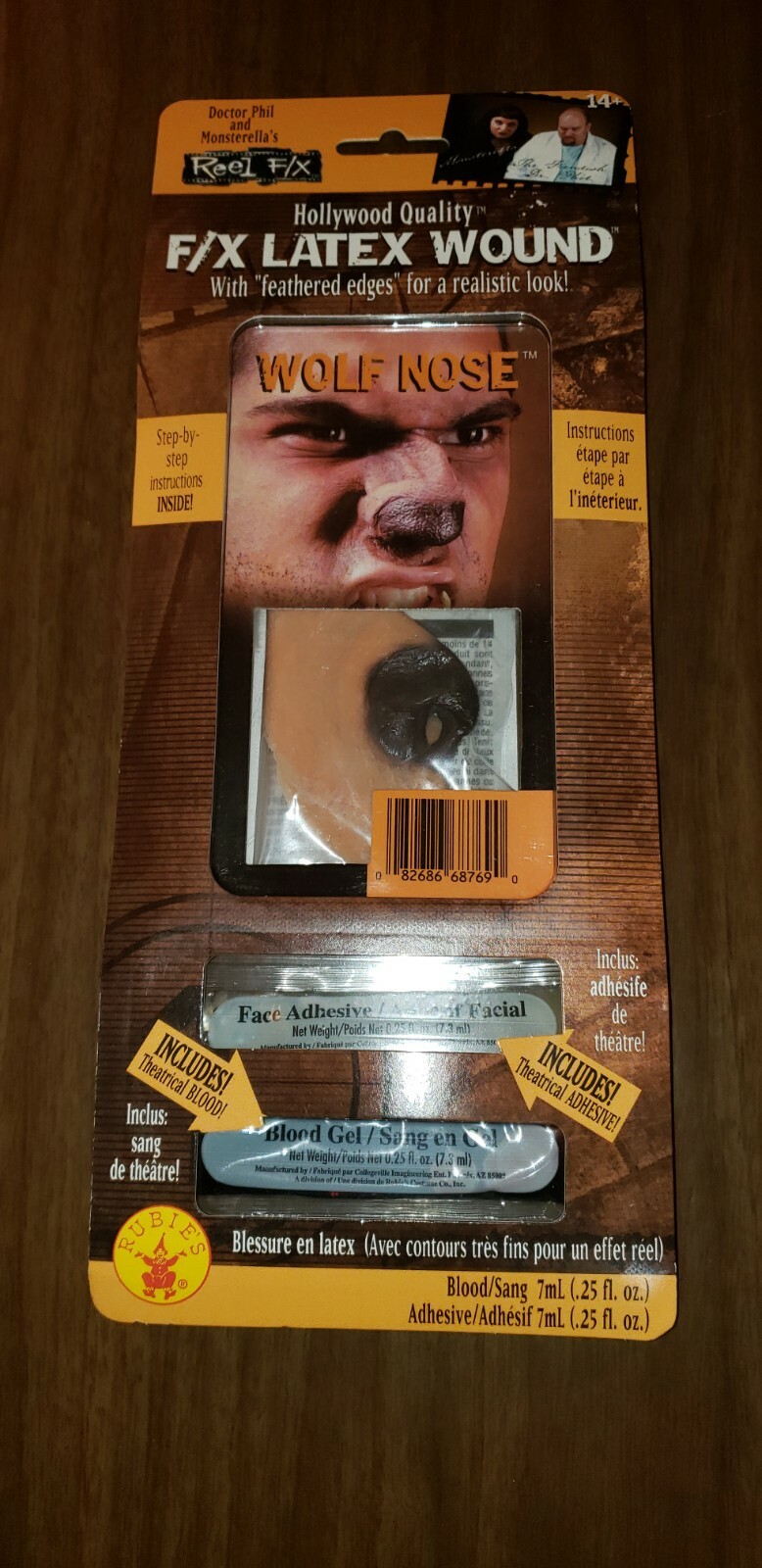 REEL F/X PROFESSIONAL LATEX WOUND WOLF NOSE INCLUDES BLOOD & ADHESIVE NEW IN PKG