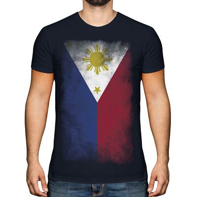 PHILIPPINES FADED FLAG MENS T-SHIRT TEE PILIPINAS PHILIPPINE