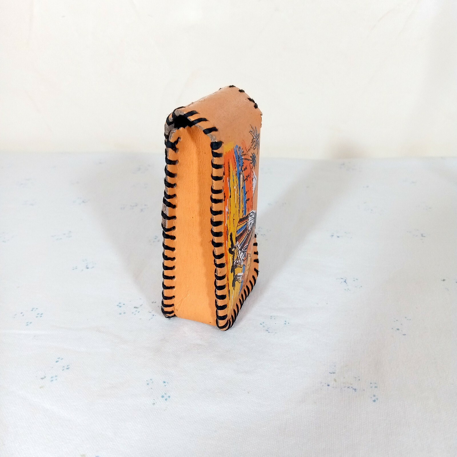 Vintage Spanish Purse Wallet Real Orange Leather … - image 4