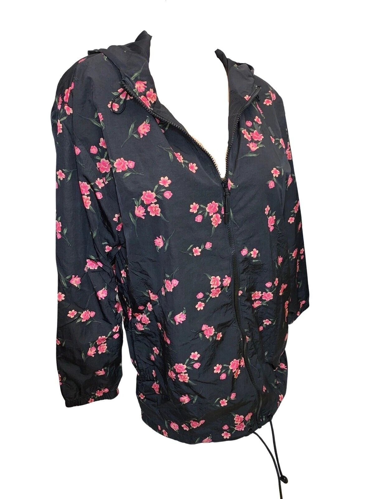 UNDERCOVER Giacca a vento lunga rosa Victoria's Secret Anorak taglia XS Small nera nuova con etichetta