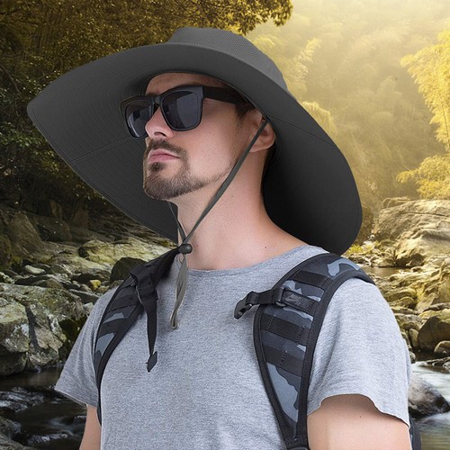 Men Women Wide Brim Sun Hat Breathable Bucket Cap Summer Fishing UV Protection - Picture 69 of 186