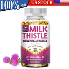 Organic Vitamin Milk Thistle Extract 120 Capsules Extra Strength Liver Cleanse