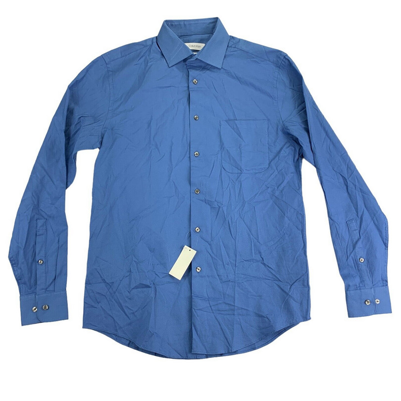 6950 Мужская стрейчевая рубашка Calvin Klein обычного покроя из хлопка синего цвета 16-3435 7990₽