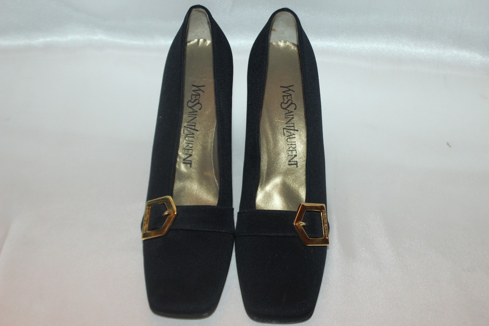 YVES SAINT LAURENT decolte nere con tacco classico punta quadrata Made in Italy 6 5