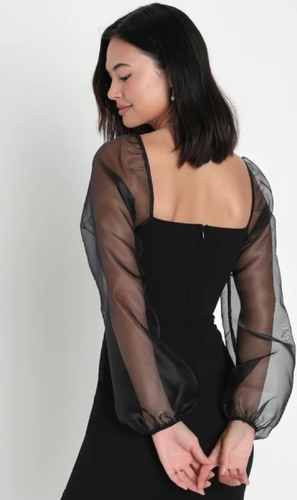 Lulus Sophisticated Aura Black Long Sleeve Bodycon Mini Dress Women’s Gr. XS - Bild 2 von 9