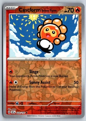 Castform Sunny Form 020/191 Common Surging Sparks Pokemon Reverse Holo Near Mint