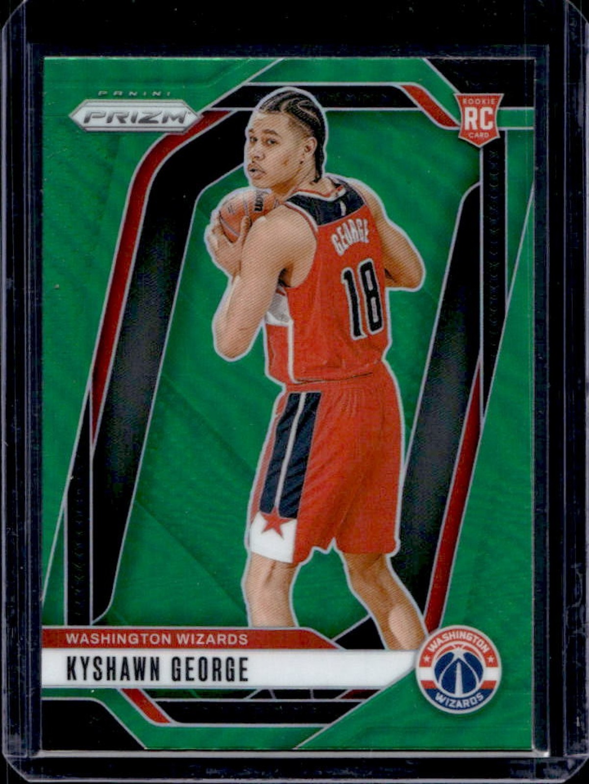 2024-25 Prizm Kyshawn George RC Green Rookie #257 Wizards