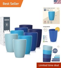 Wheat Straw Cups 8 PCS Good Alternative to Plastic Reusable Cups 12 oz Unbrea...