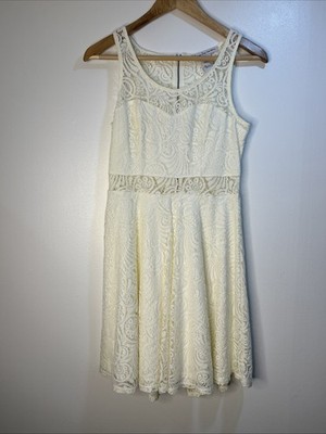 American Rag Lace Fit Flare Dress Ivory Sleeveless Scoop Neck Women's M