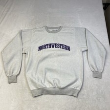 Northwestern Wildcats Sweatshirt Large Gray Reverse Fleece Gear For Sports